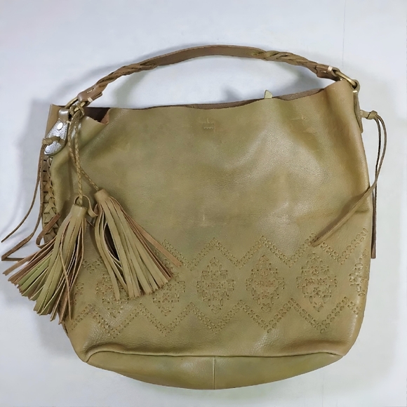 Isabella Fiore Gisela Diamond Stitched Green Leather Hobo - Picture 3 of 10